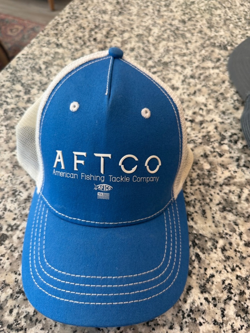 AFTCO Royal Blue and White Mesh Fishing Cap